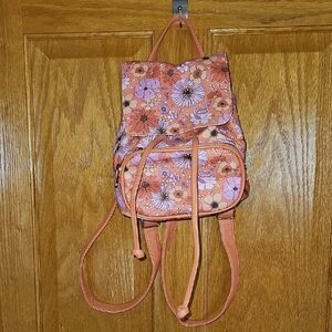 Floral Pink And Orange Backpack